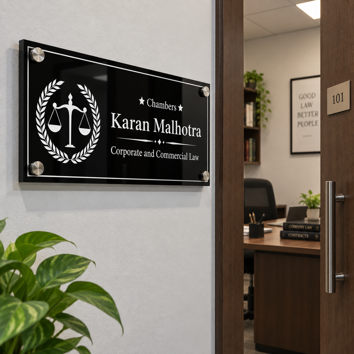 Premium Acrylic Advocate Chambers Name Plate