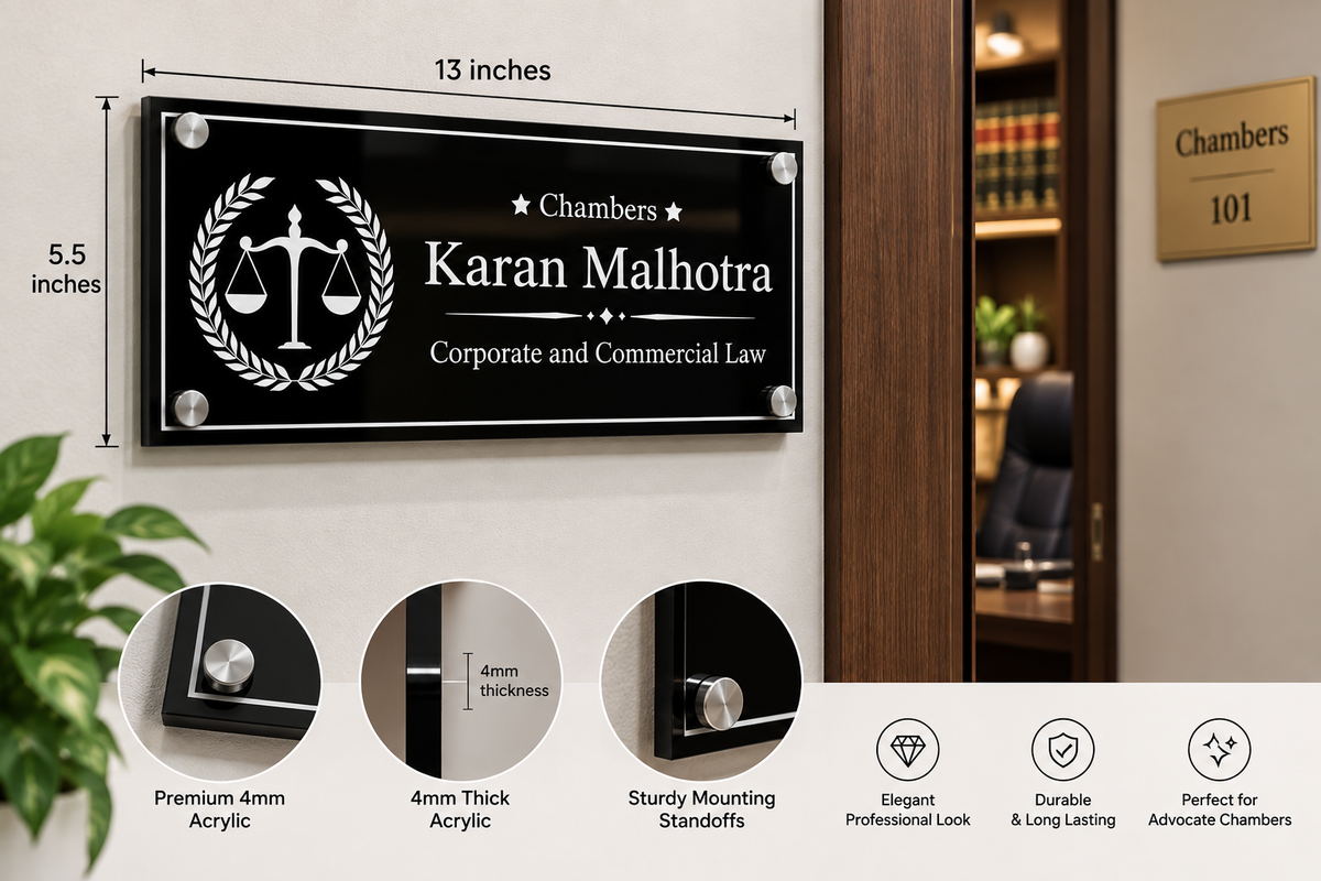 Premium Acrylic Advocate Chambers Name Plate