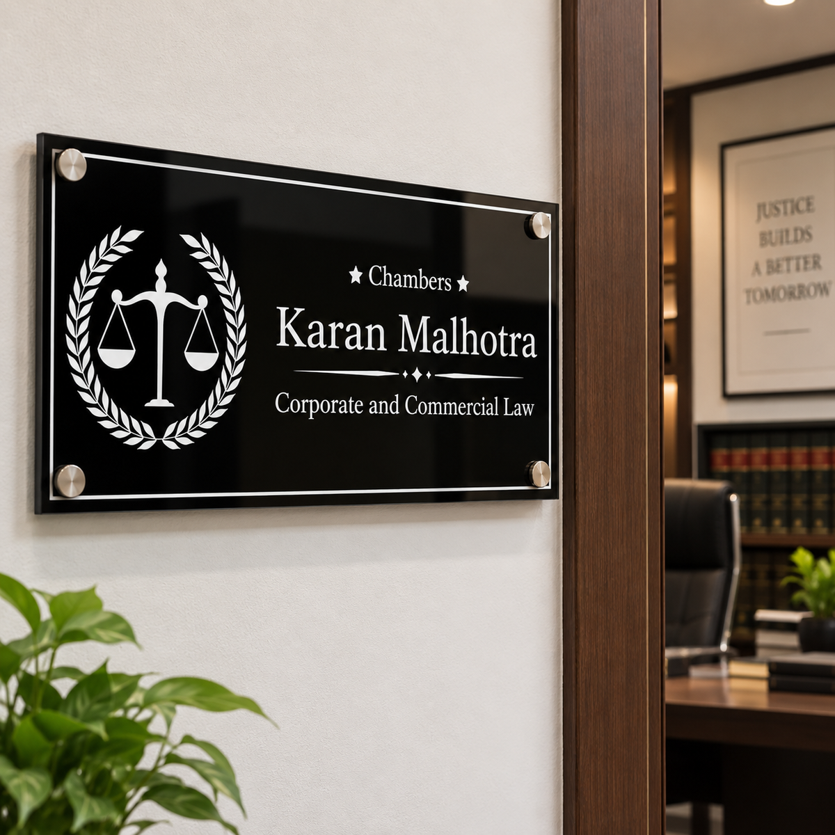 Premium Acrylic Advocate Chambers Name Plate