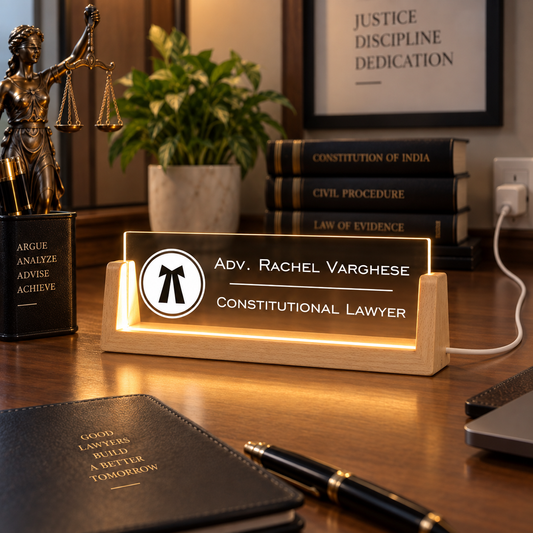 Desk Name Plate With LED Light - Advocates