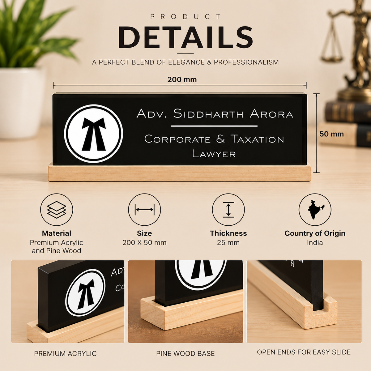 Executive Desk Name Plate For Advocates