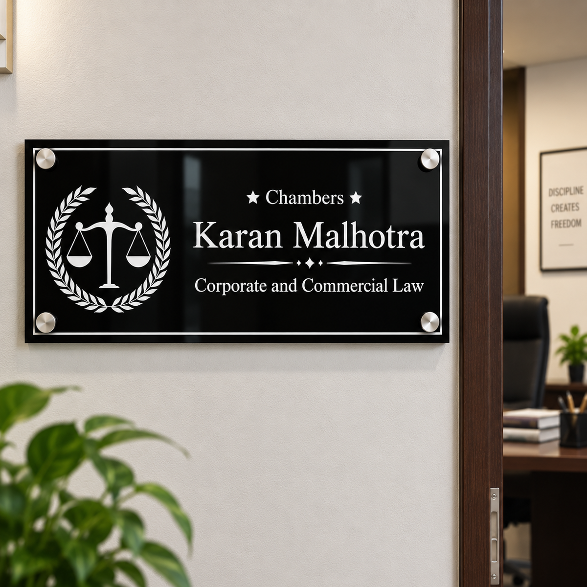 Premium Acrylic Advocate Chambers Name Plate