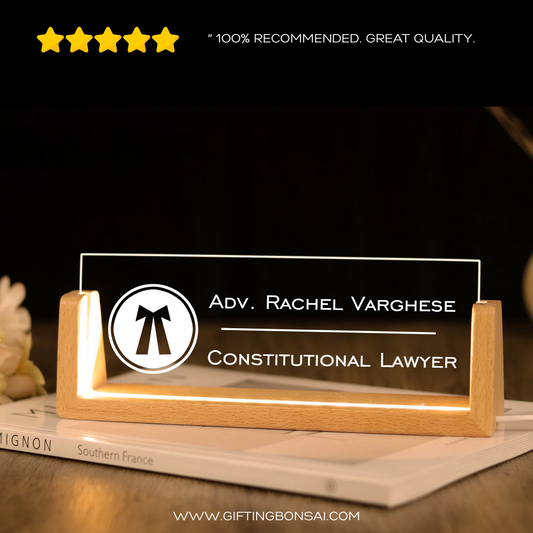Desk Name Plate With LED Light - Advocates