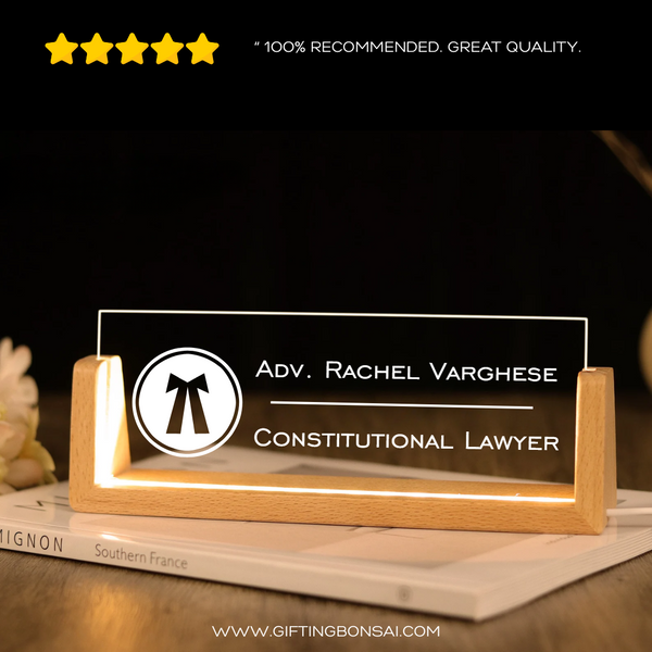 Desk Name Plate With LED Light - Advocates